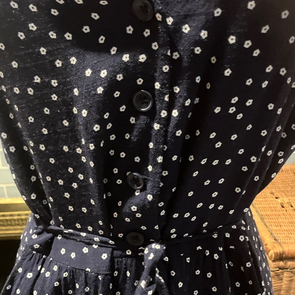 & Other Stories Navy Daisy Dot Midi Dress - Picture 6 of 6